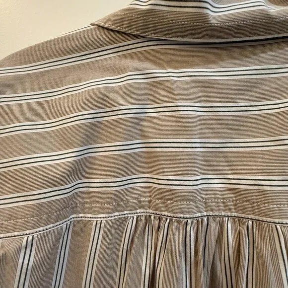 Banana Republic Tan Cream Striped Button-Down Shirt Size M Casual Work Top - Picture 6 of 7